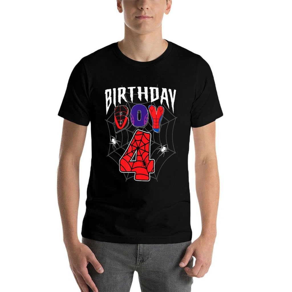 Birthday Boy 4 It's My 4th Birthday Spider Party 4 Year Old  Odor-resistant T-Shirt
