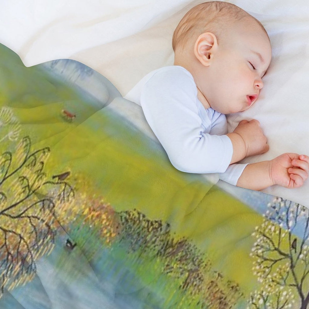 Spring at Kingfisher Pool Wrinkle-free Throw Blanket
