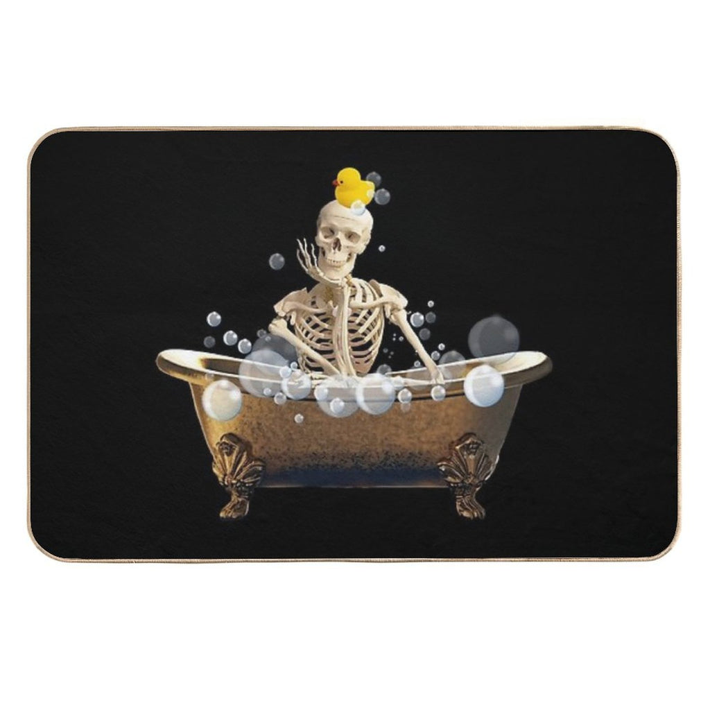 Skeleton Relaxing in The Bath  Pet-Safe Bath Mat