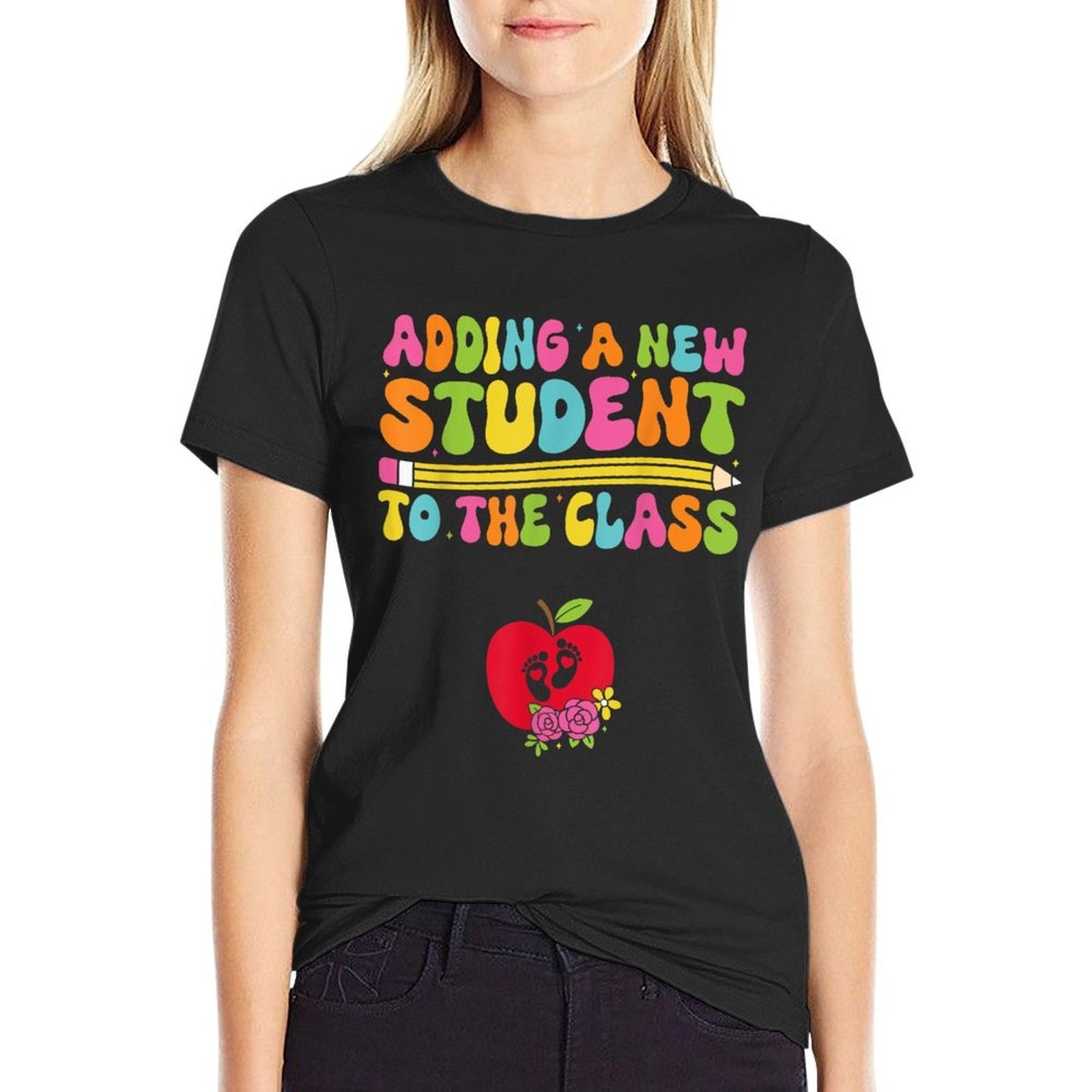 Funny Teacher Pregnancy Announcement Clothing, Expecting Teacher, Black, X-Small  Vintage-inspired T-Shirt