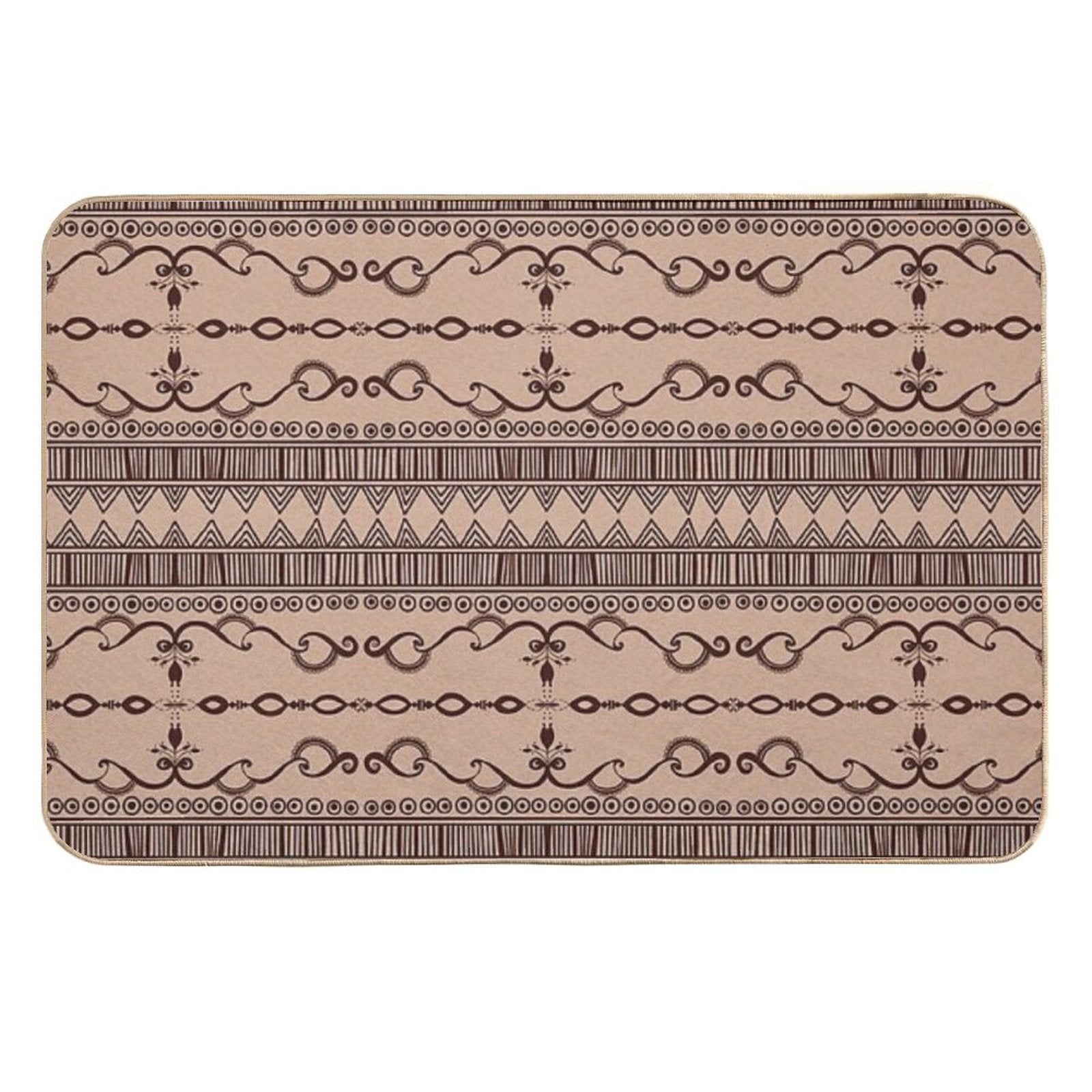 Regular Tan Neutral Egyptian Pattern  Pet-Safe Bath Mat