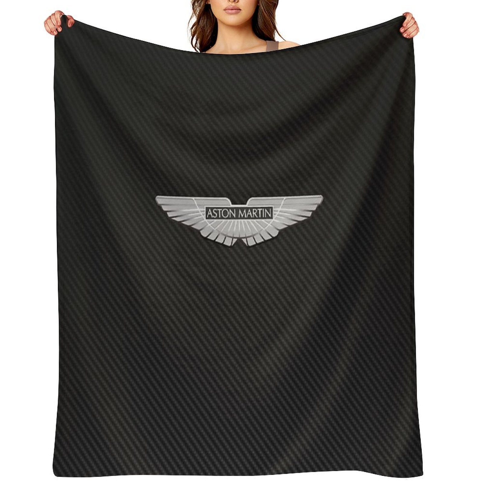 Aston Martin Logo on Carbon Background Comfort Throw Blanket