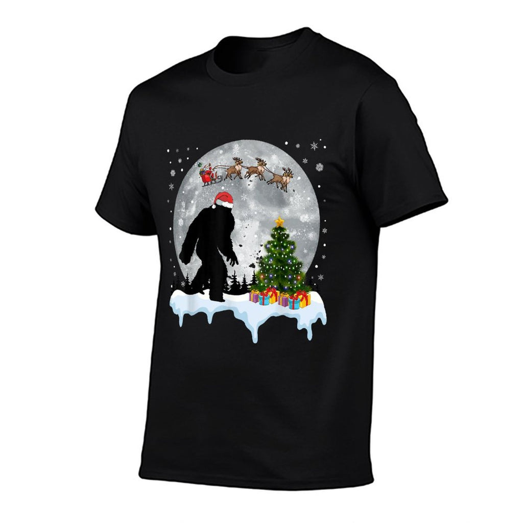 Christmas Bigfoot Santa Tree Sleigh Moon Reindeer Snow  Slim-fit Cut T-Shirt