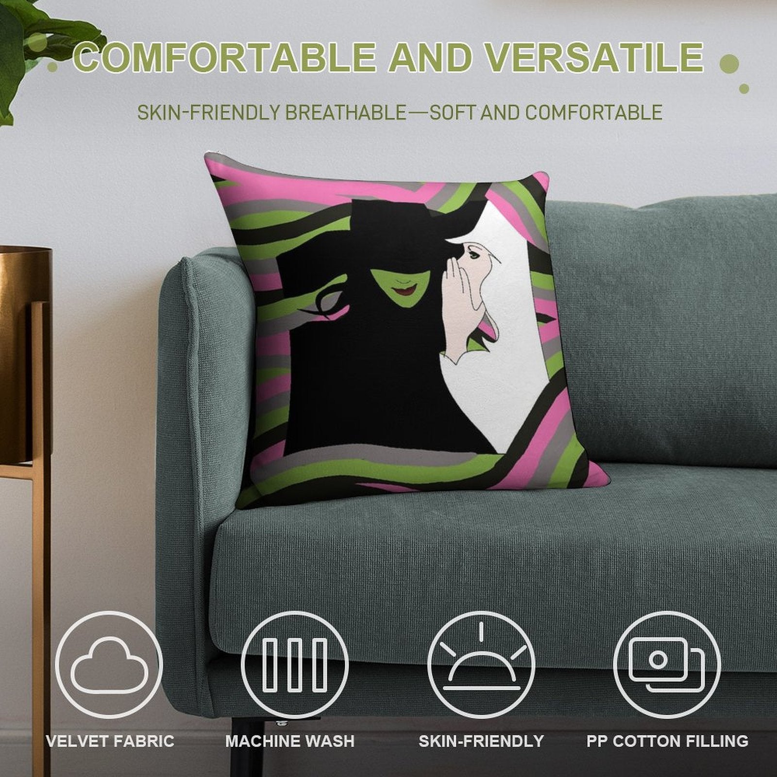 Wicked Album Cover Soft Washable Throw Pillow