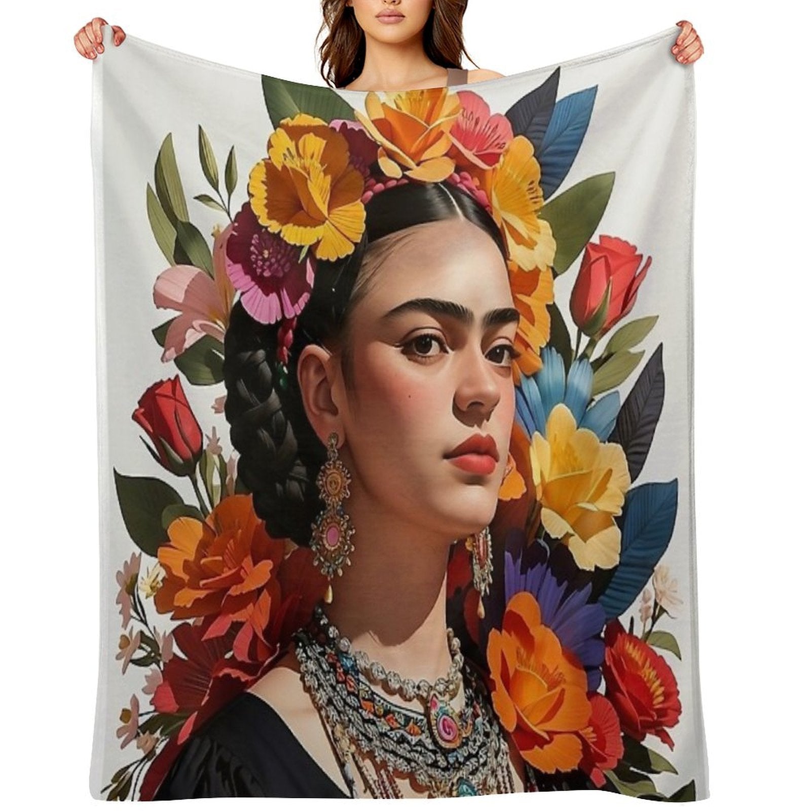 Frida Khalo All The Flowers- 1 Premium Throw Blanket