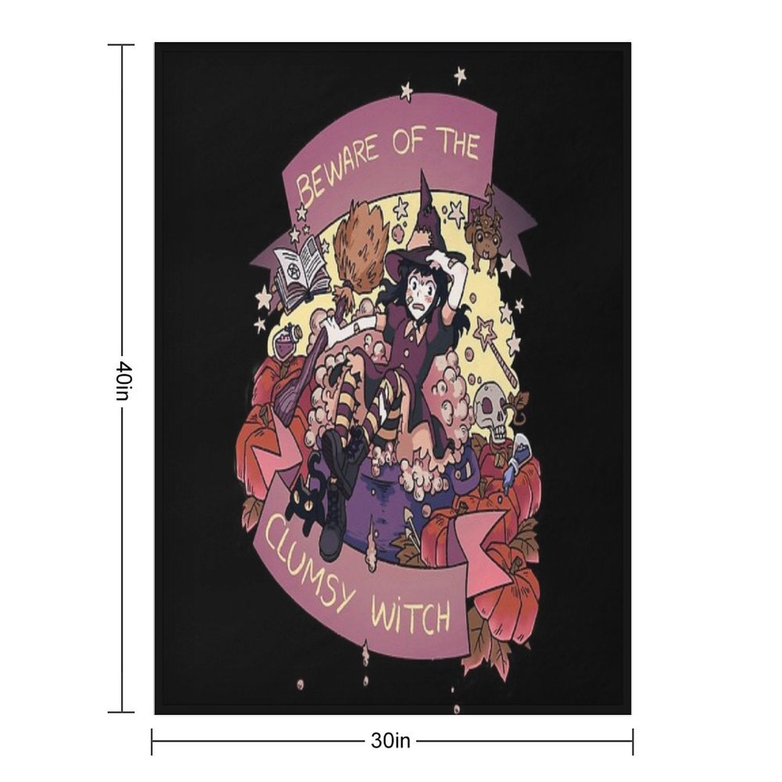 Beware of The Clumsy Witch Sustainable Throw Blanket