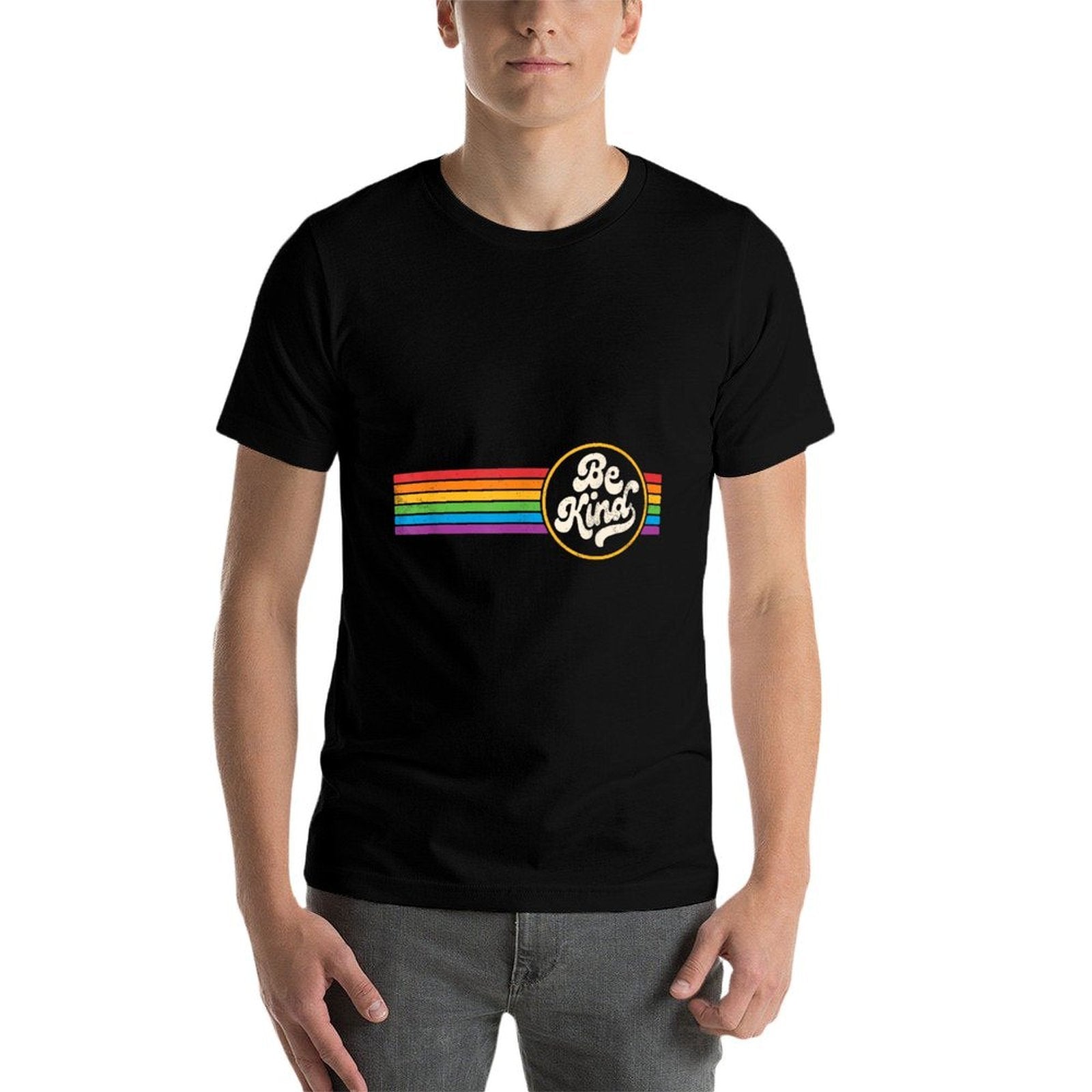 LGBTQ Be Kind Gay Pride LGBT Ally Rainbow Retro Vintage  Lightweight T-Shirt