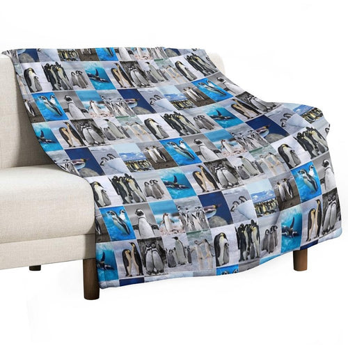 Arctic Penguin Photo Collage Shrink-resistant Throw Blanket