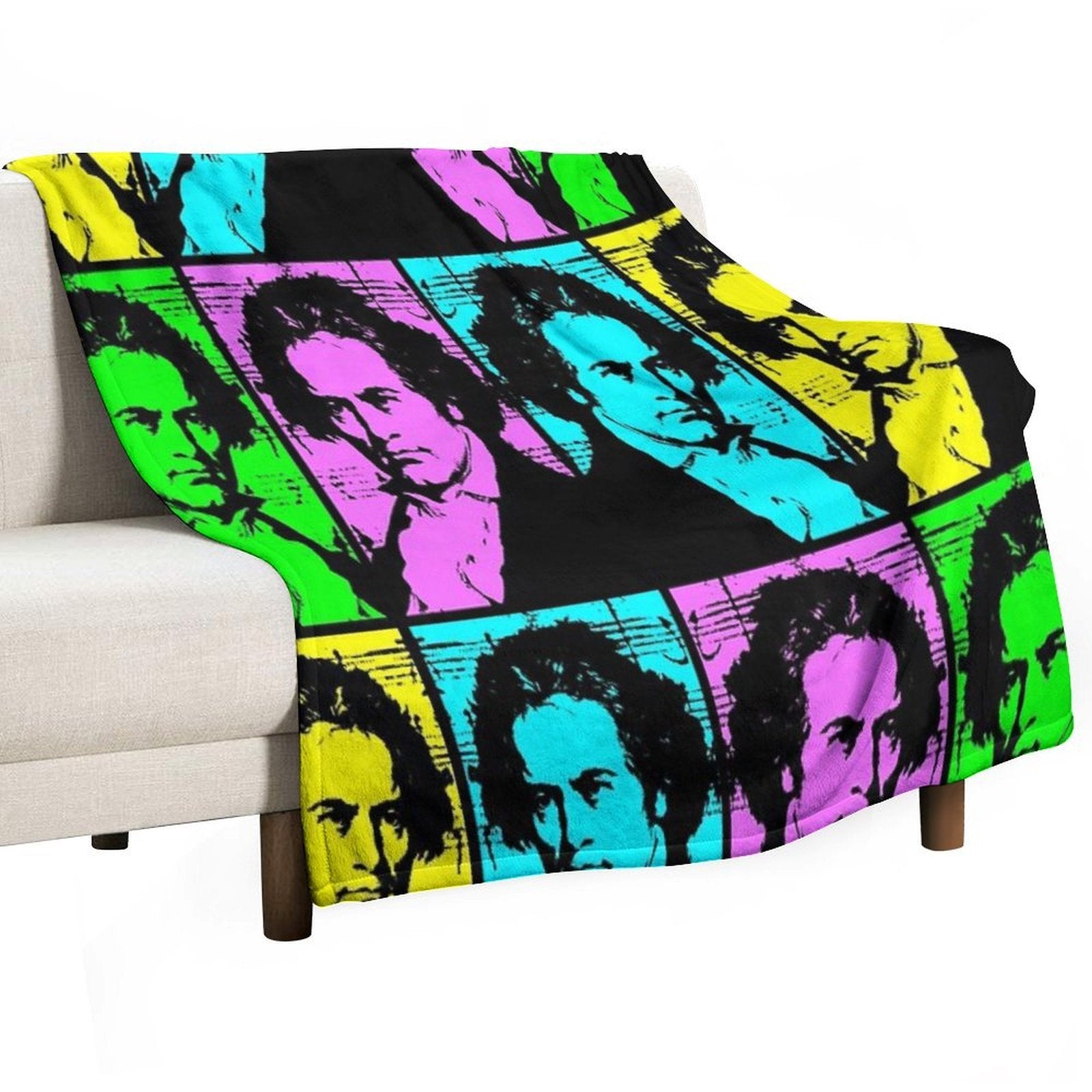 Pop Art Beethoven Velvety-soft Throw Blanket