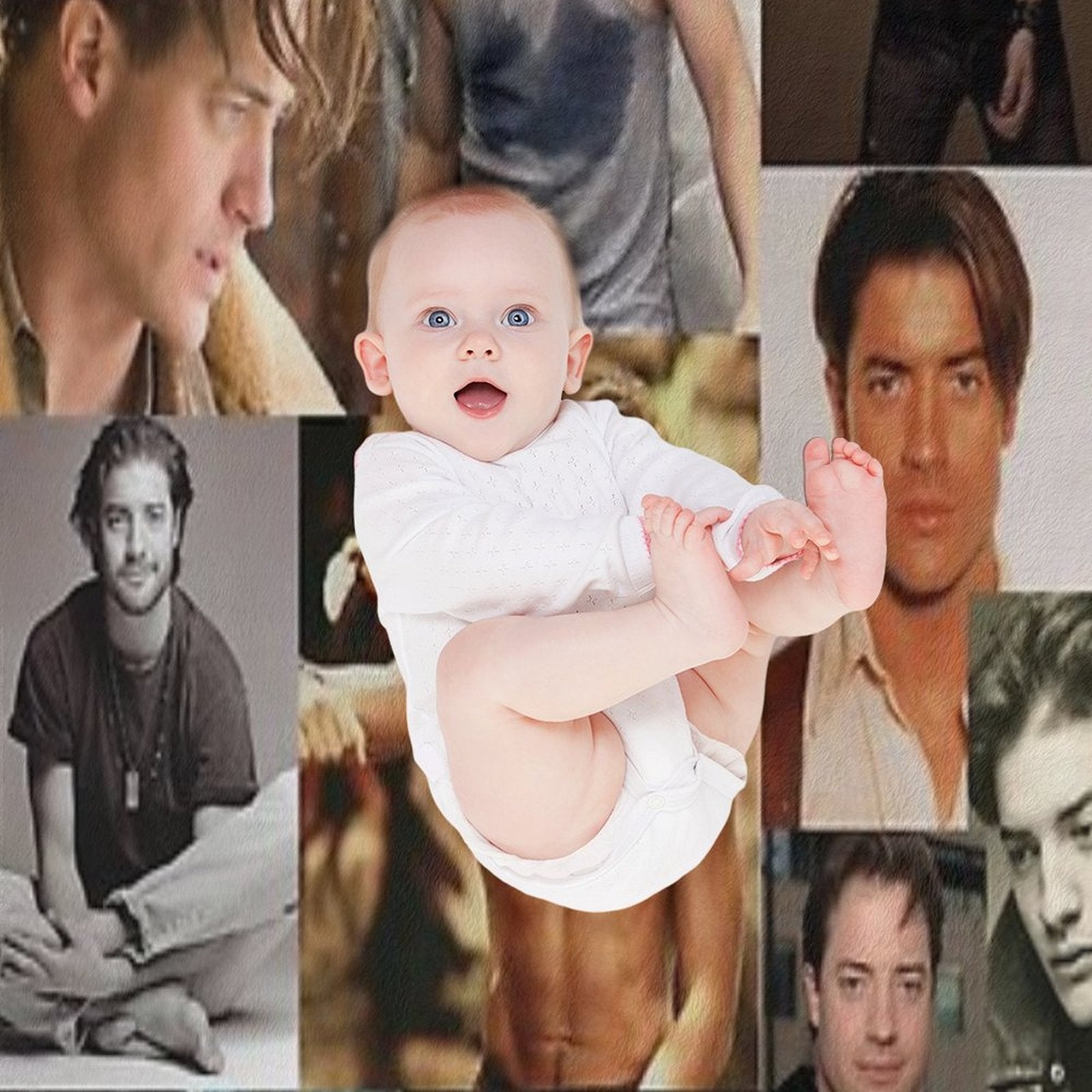Brendan Fraser Love Collage Plush Throw Blanket