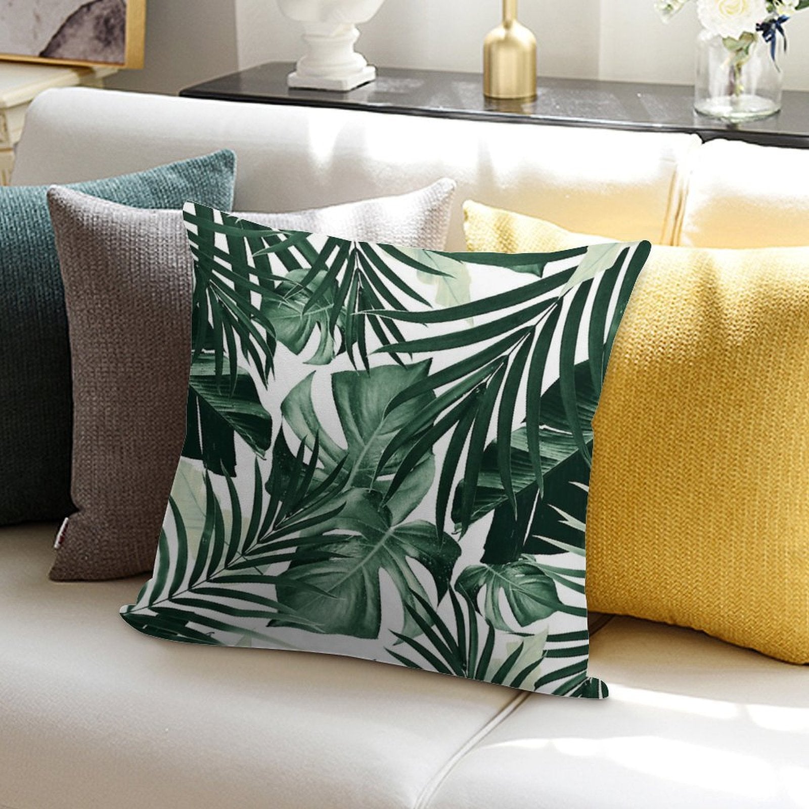 Tropical Jungle Leaves Pattern #4 #tropical #decor #art Soft Ultra-Soft Texture Throw Pillow