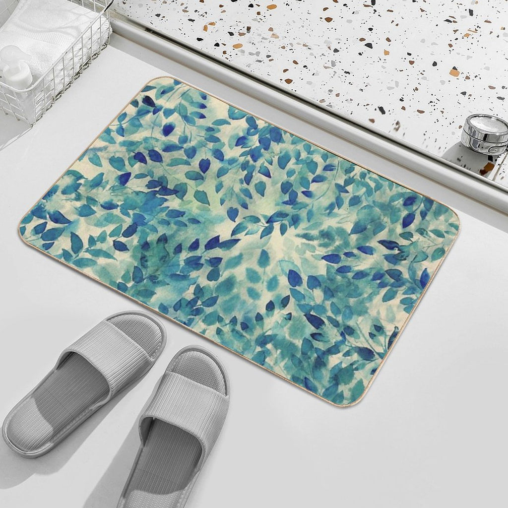 Warm Blue Forest  Easy Maintenance Bath Mat