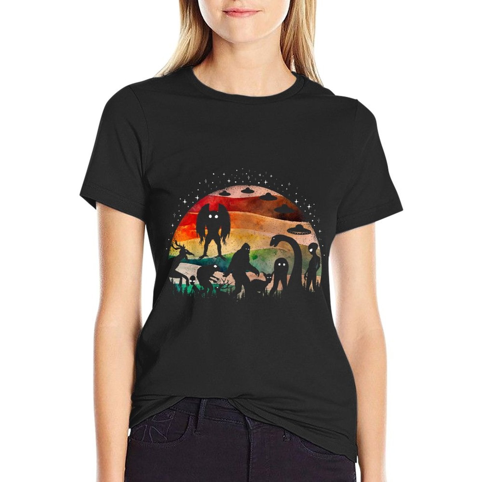 Retro Cryptid Funny Bigfoot Mothman And Aliens Cryptozoology  Classic T-Shirt