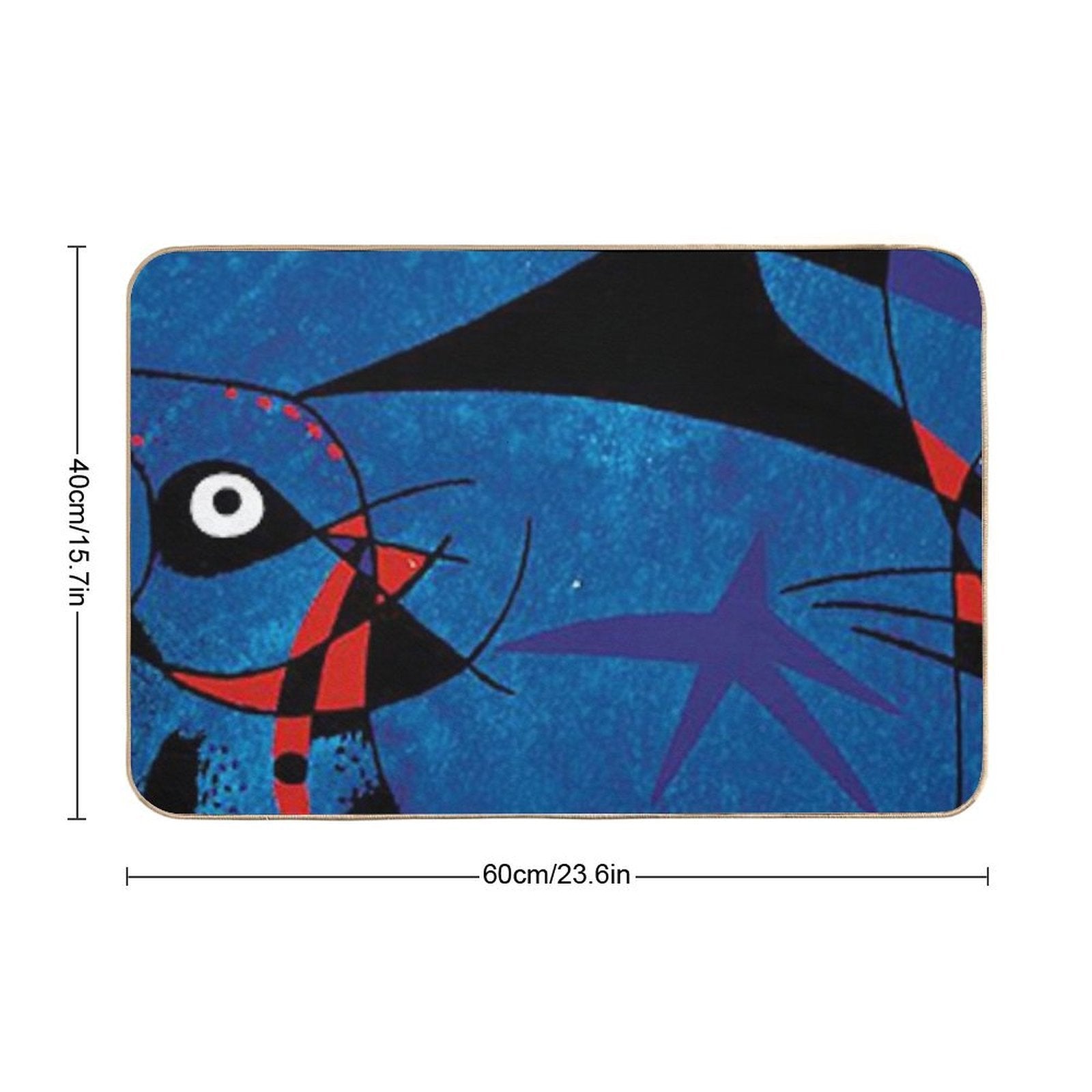 Joan Miro Abstract Painting on Blue  Pet-Safe Bath Mat