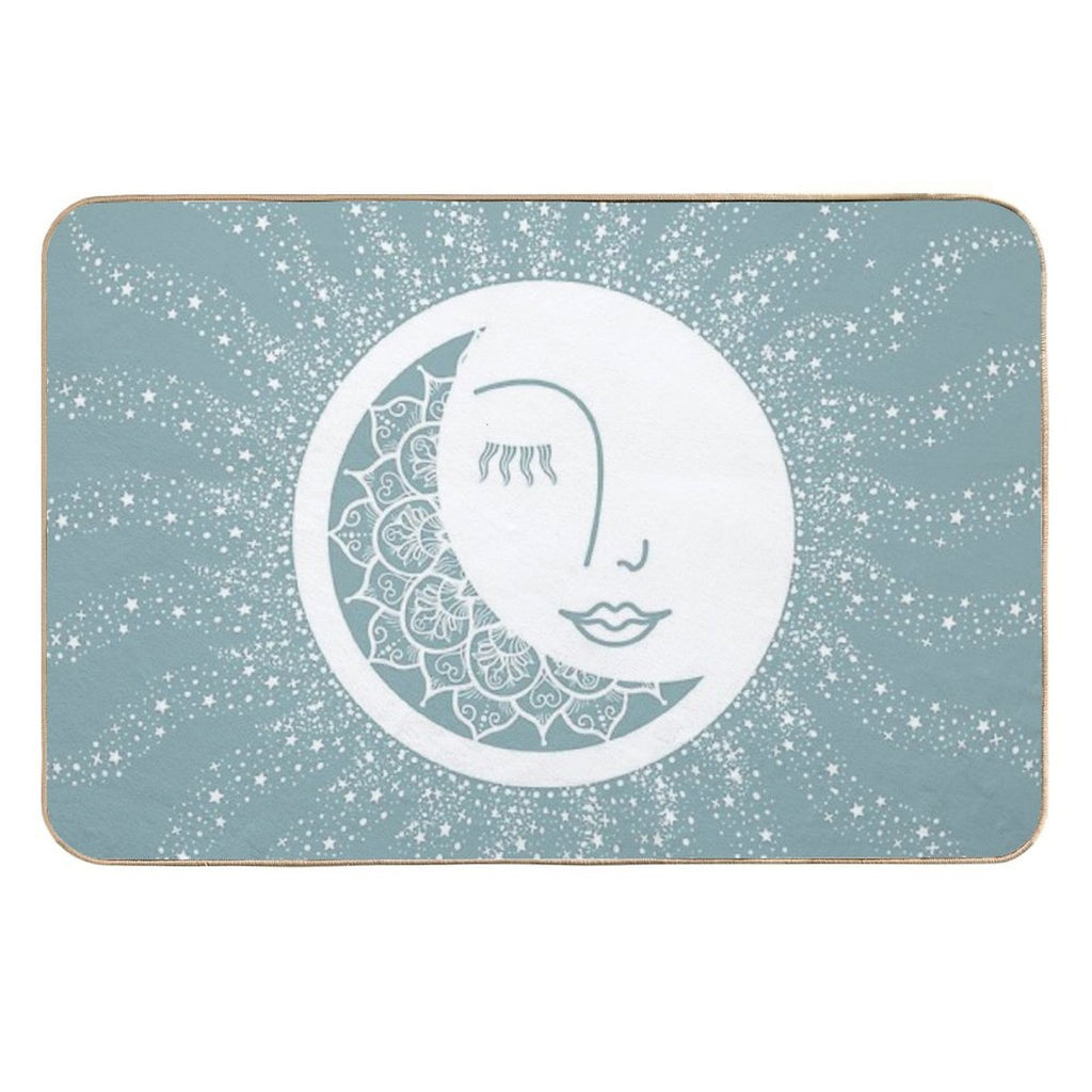 Moon Art, Teal, Mandala, Moon And Stars Art  Versatile Bath Mat