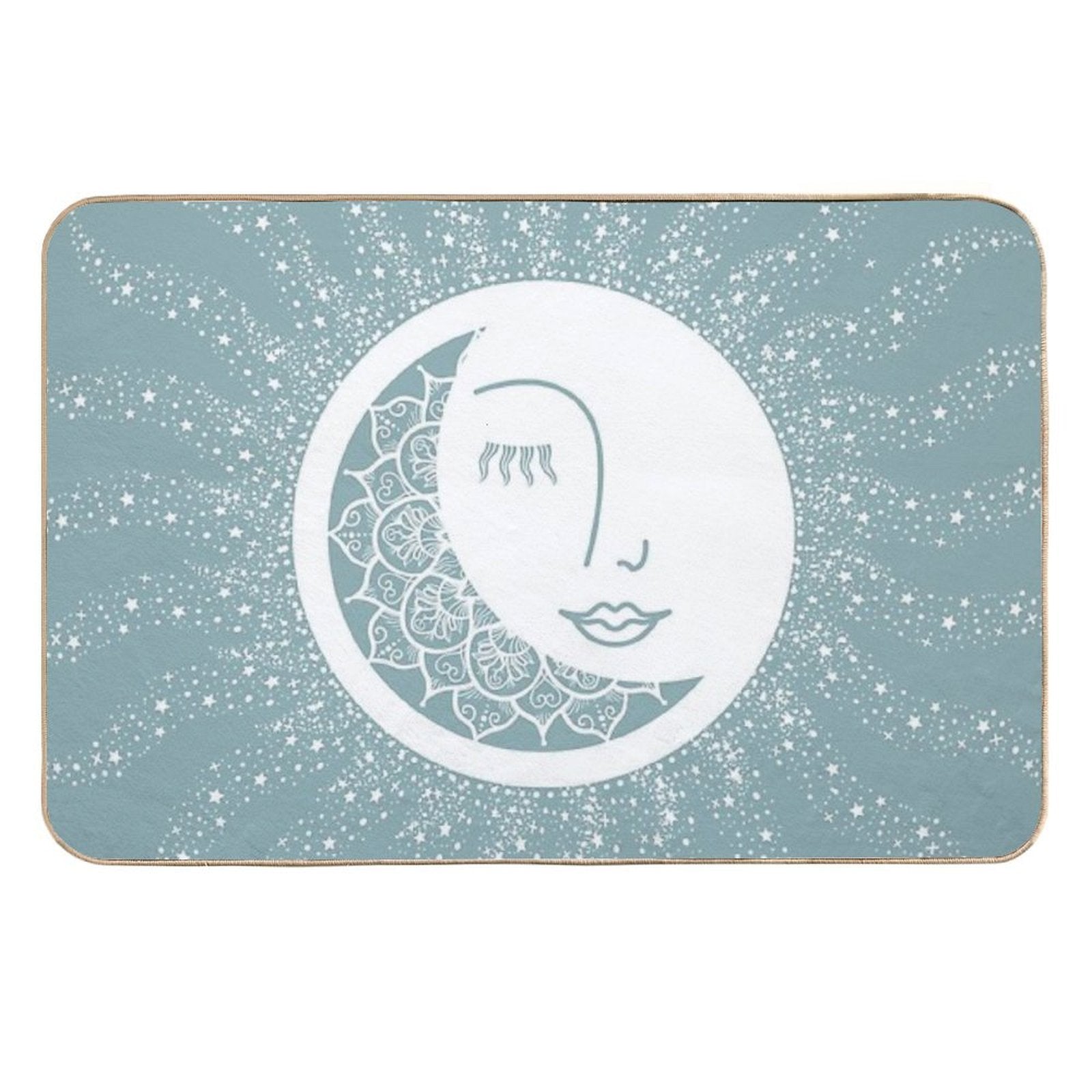Moon Art, Teal, Mandala, Moon And Stars Art  Versatile Bath Mat
