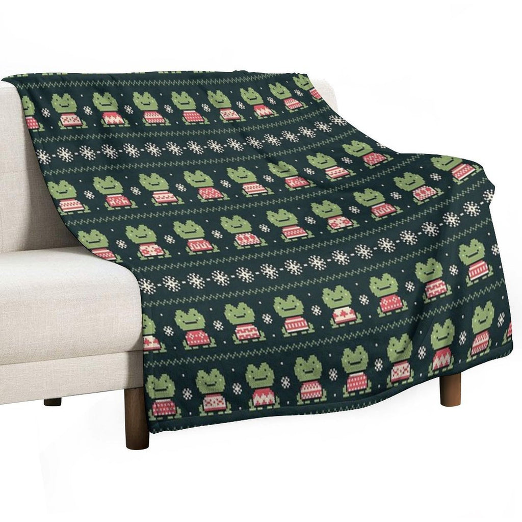 Frogs In Sweaters (Dark) Multi-functional Throw Blanket