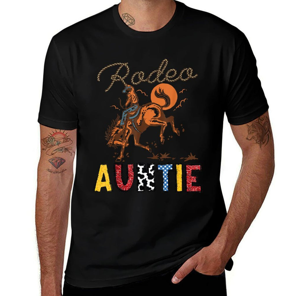 Rodeo Auntie Cowboy Cowgirl Birthday Matching Family  High-quality Stitching T-Shirt