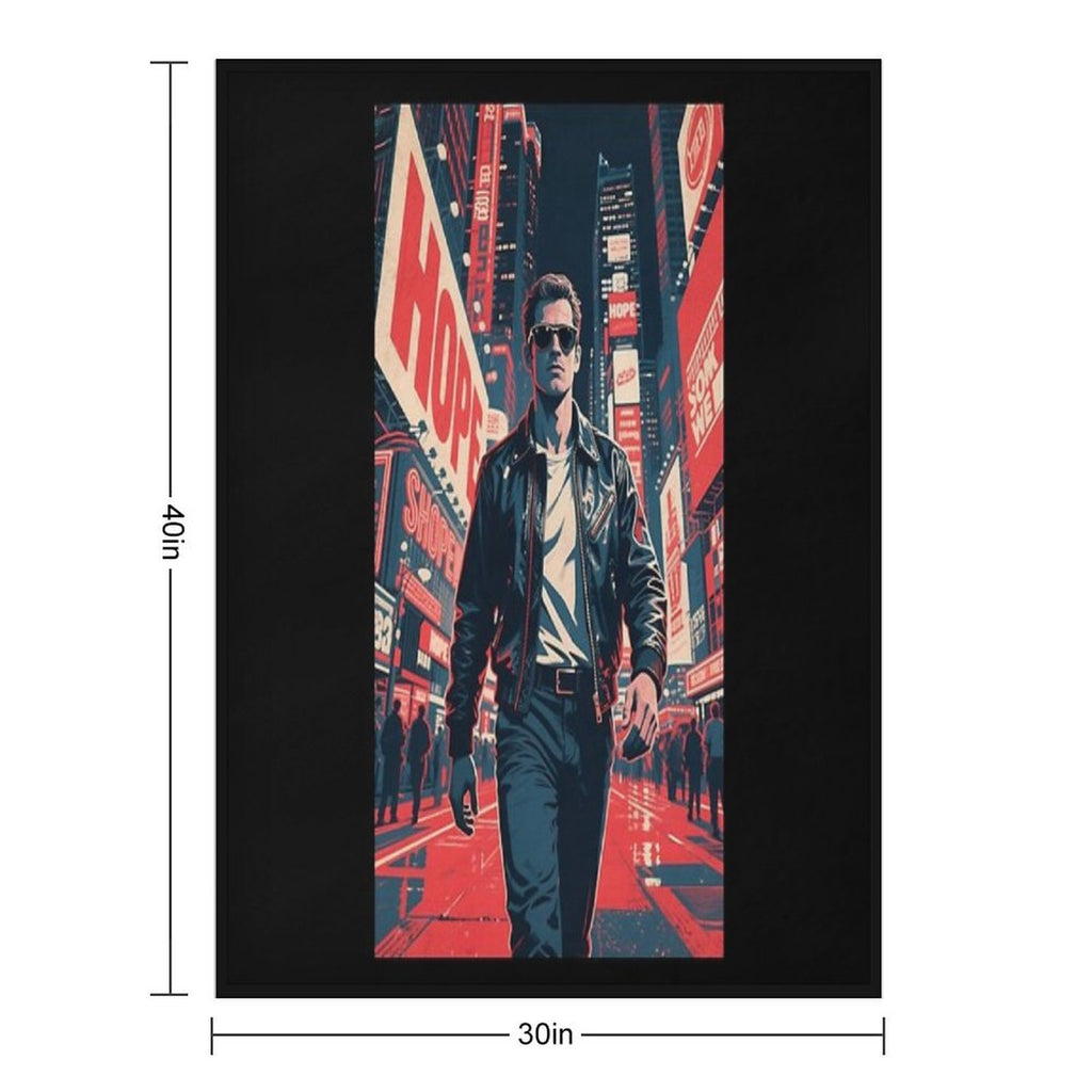 Times Square Rebel – Retro Street Style 80s Quick-dry Throw Blanket