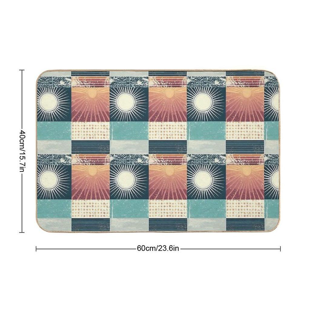 Retro Sixties Patchwork, Sun And The Ocean  Toxin-Free Bath Mat