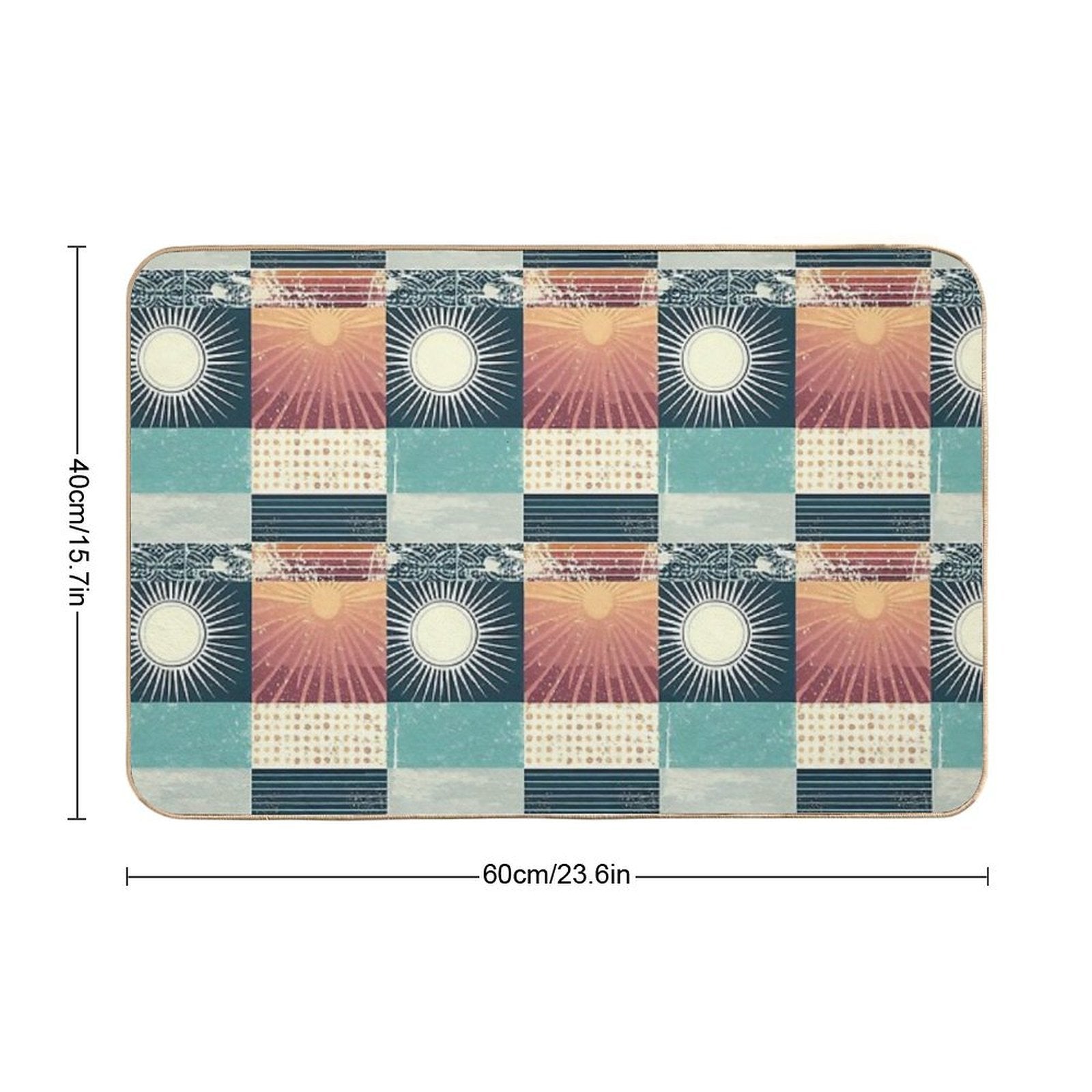 Retro Sixties Patchwork, Sun And The Ocean  Toxin-Free Bath Mat