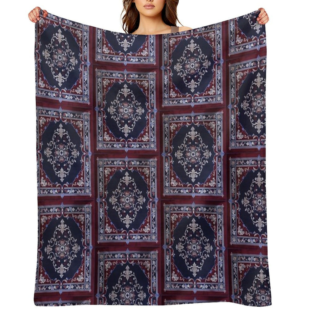 Burgendy Blue Rug Comfort Throw Blanket