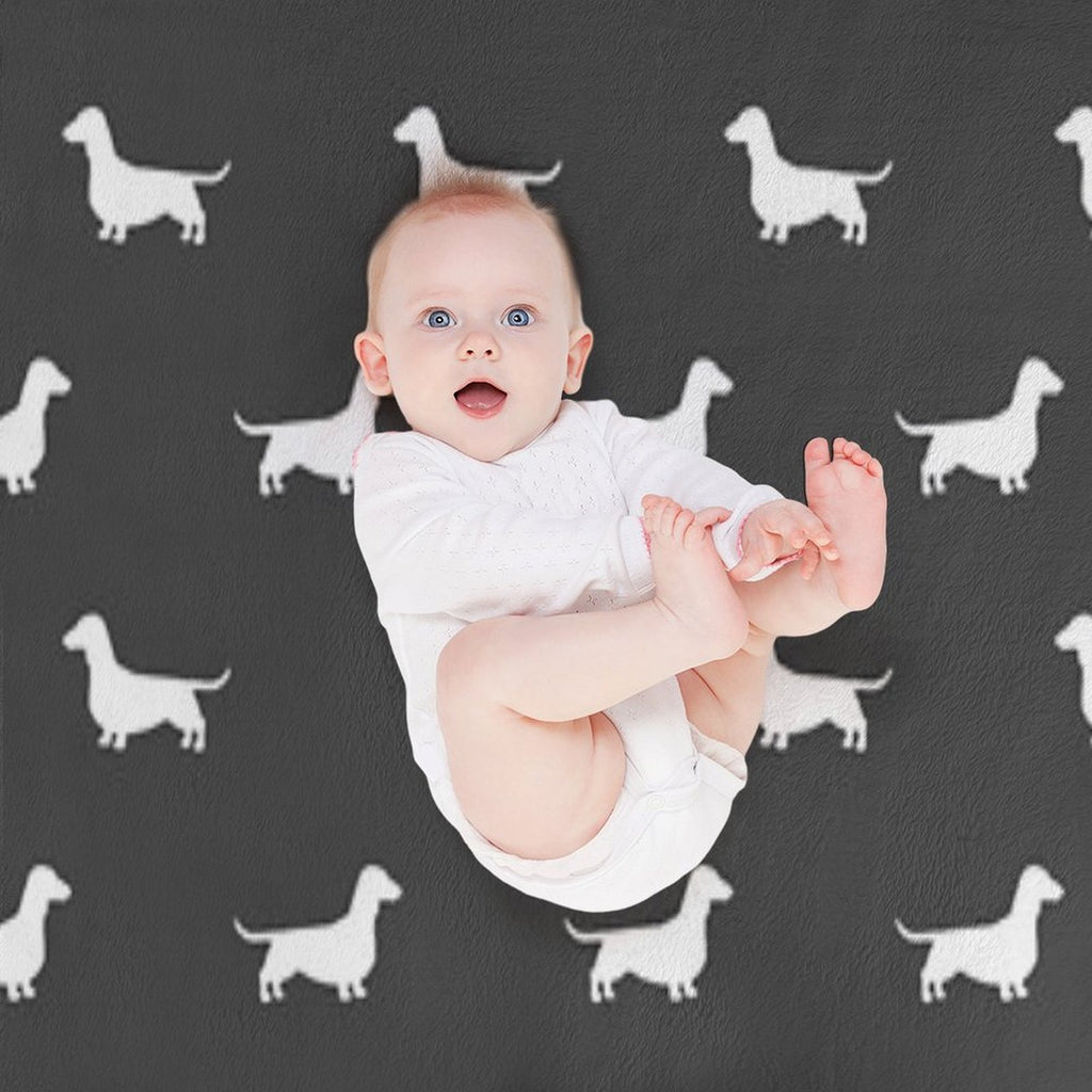 Dachshund Silhouette(s)  Wiener Dog  Smooth Coated Doxie Wrinkle-free Throw Blanket