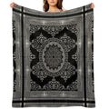 Ornate Baroque White Black Intricate Greek Key Border Versatility Throw Blanket