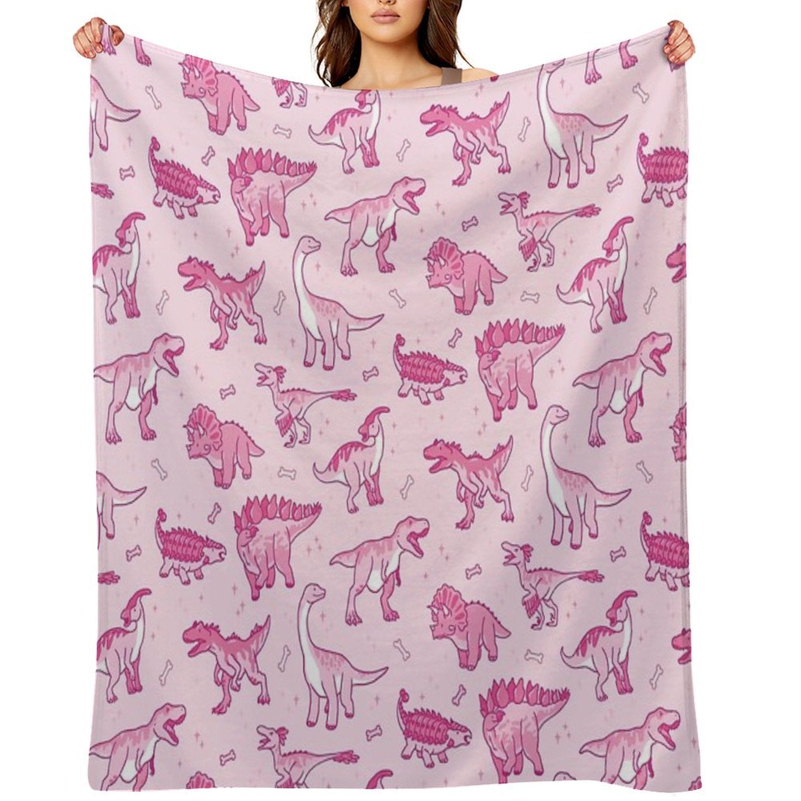 Pink And Sparkly Dinos Eco-conscious Throw Blanket
