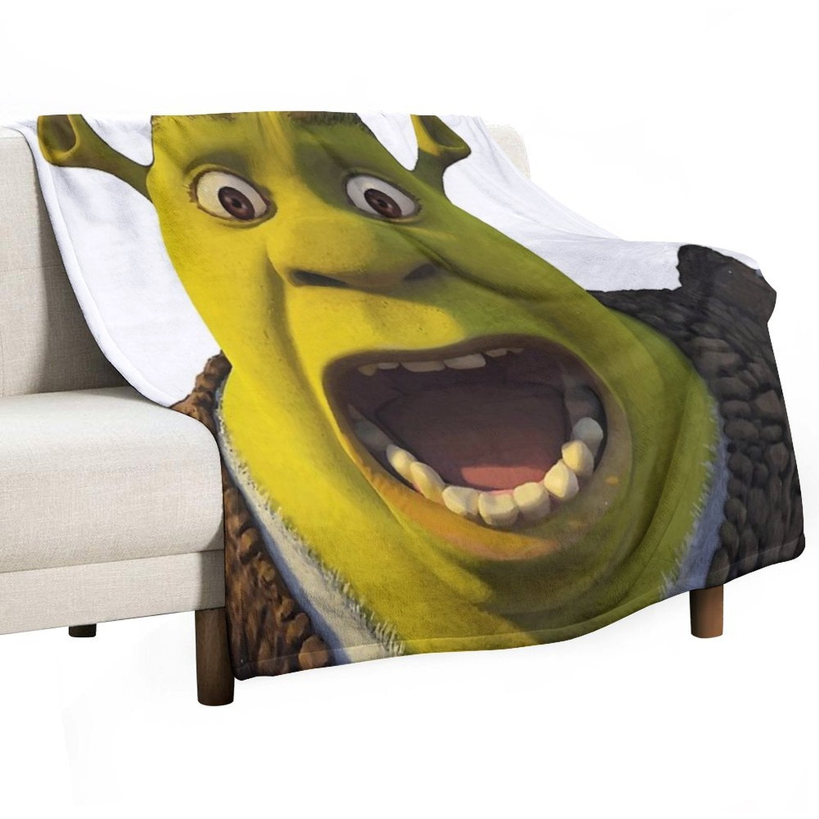 Surprised Shrek Meme Sticker – Funny Ahh! You Just Scared Shrek Decal Easy Care Throw Blanket
