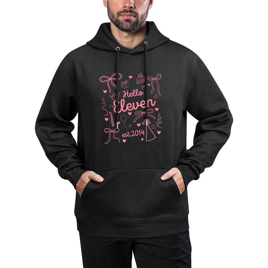 Hello Eleven Est 2014 Coquette Bow 11th Birthday Girl Medium-Weight Fabric Hoodie