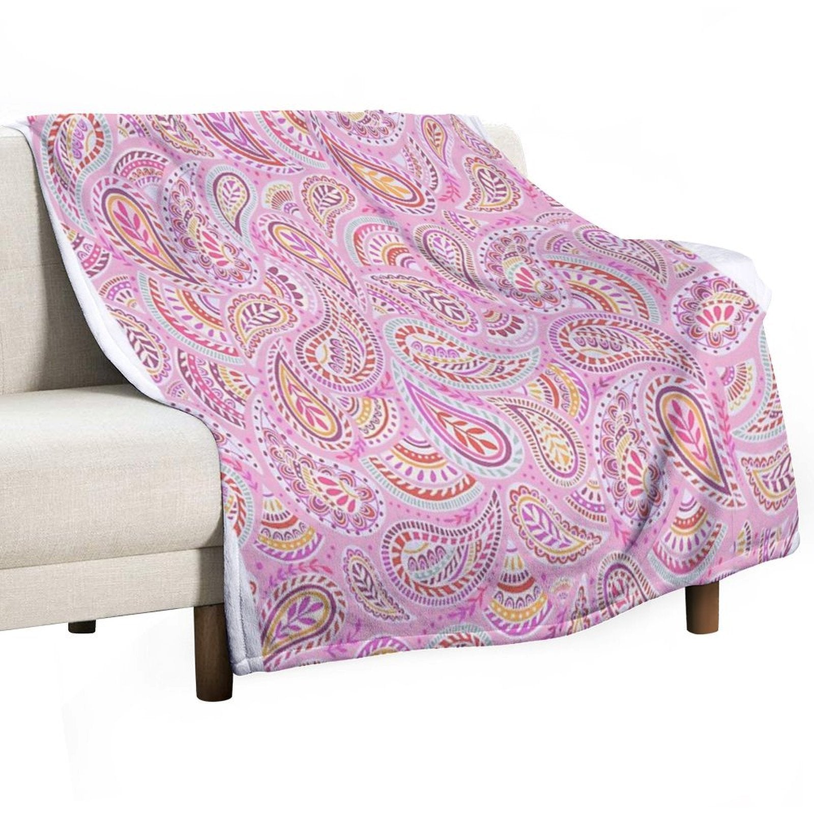 Pink Paisley Plush Throw Blanket