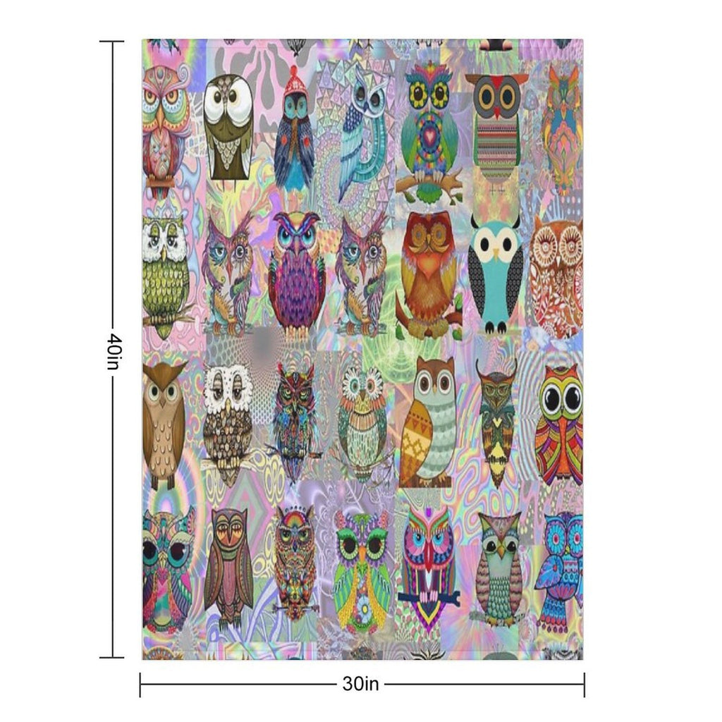 Psychedelic Owls Shrink-resistant Throw Blanket