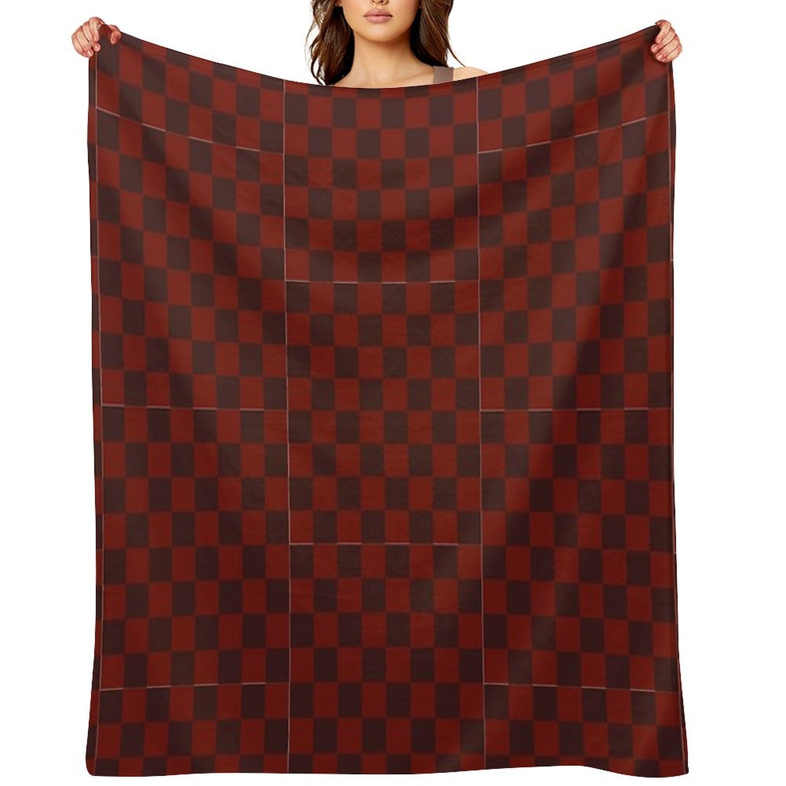 Ches Pattern Red Machine-washable Throw Blanket