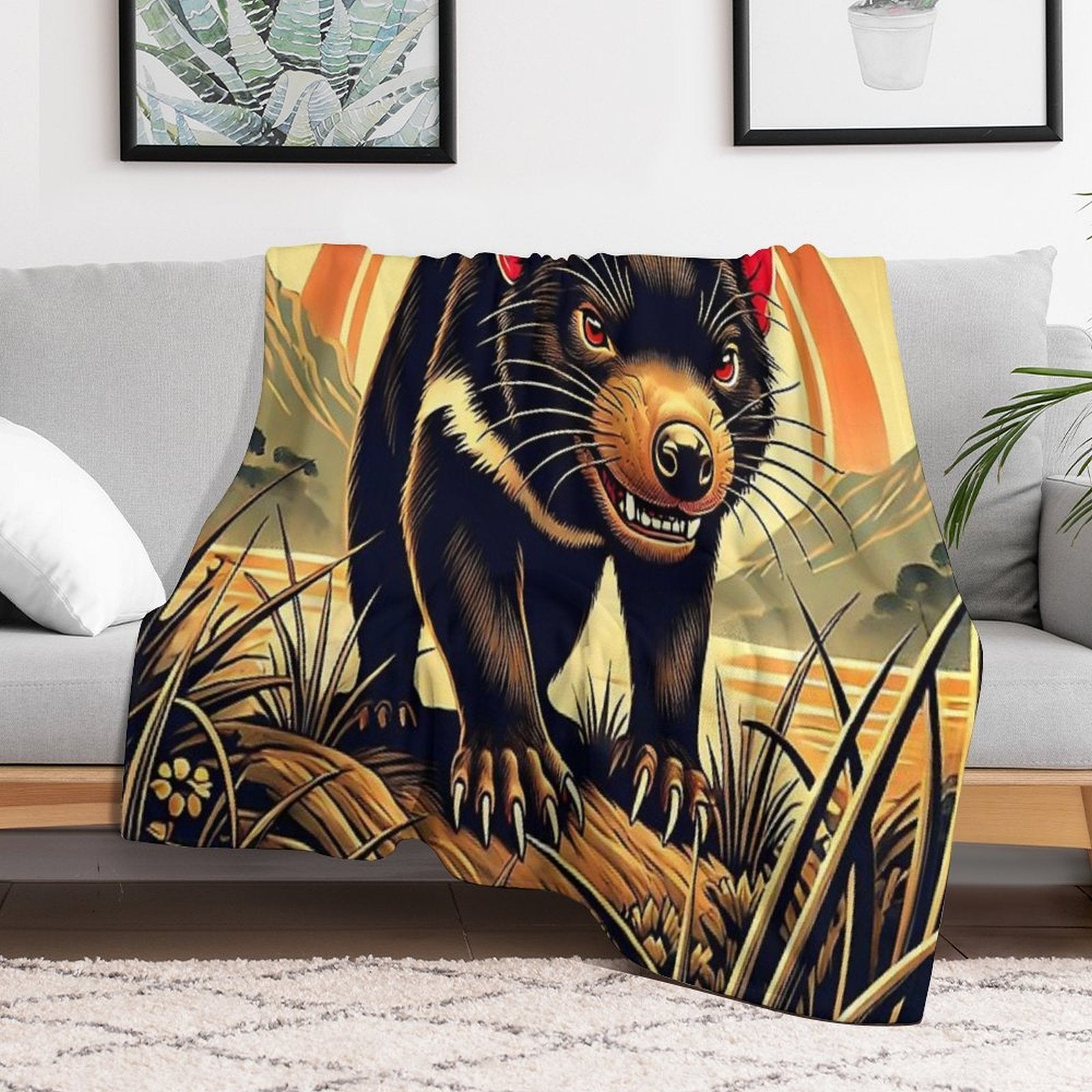 Tasmanian Devil  Tasmanian Devil Lovers Sustainable Throw Blanket