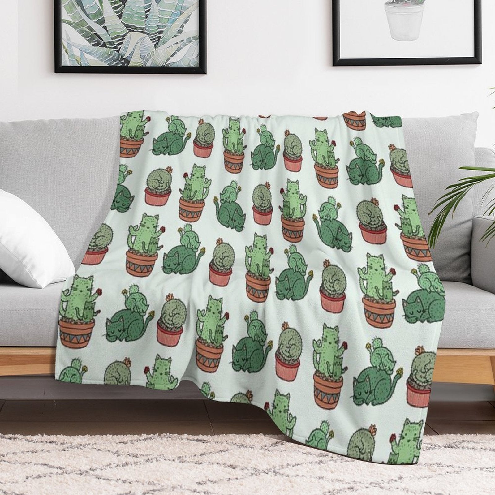Cactus Cats Versatility Throw Blanket