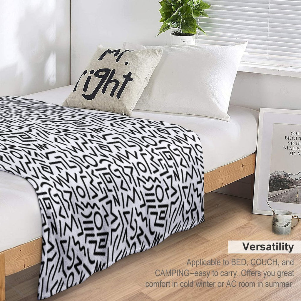 Memphis Pattern Black And White Eco-conscious Throw Blanket
