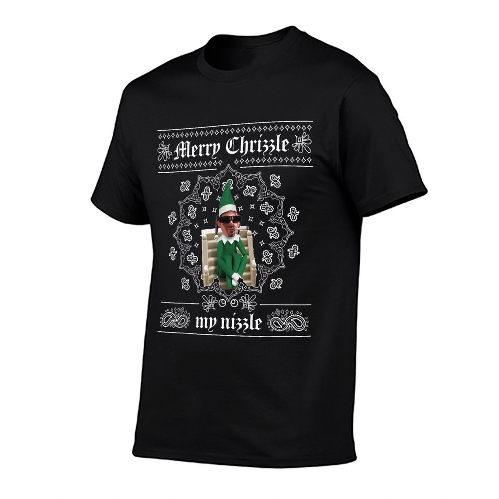 Christmas Elf Gangster Merry Chrizzle OG Bandana Design  Wrinkle-resistant T-Shirt