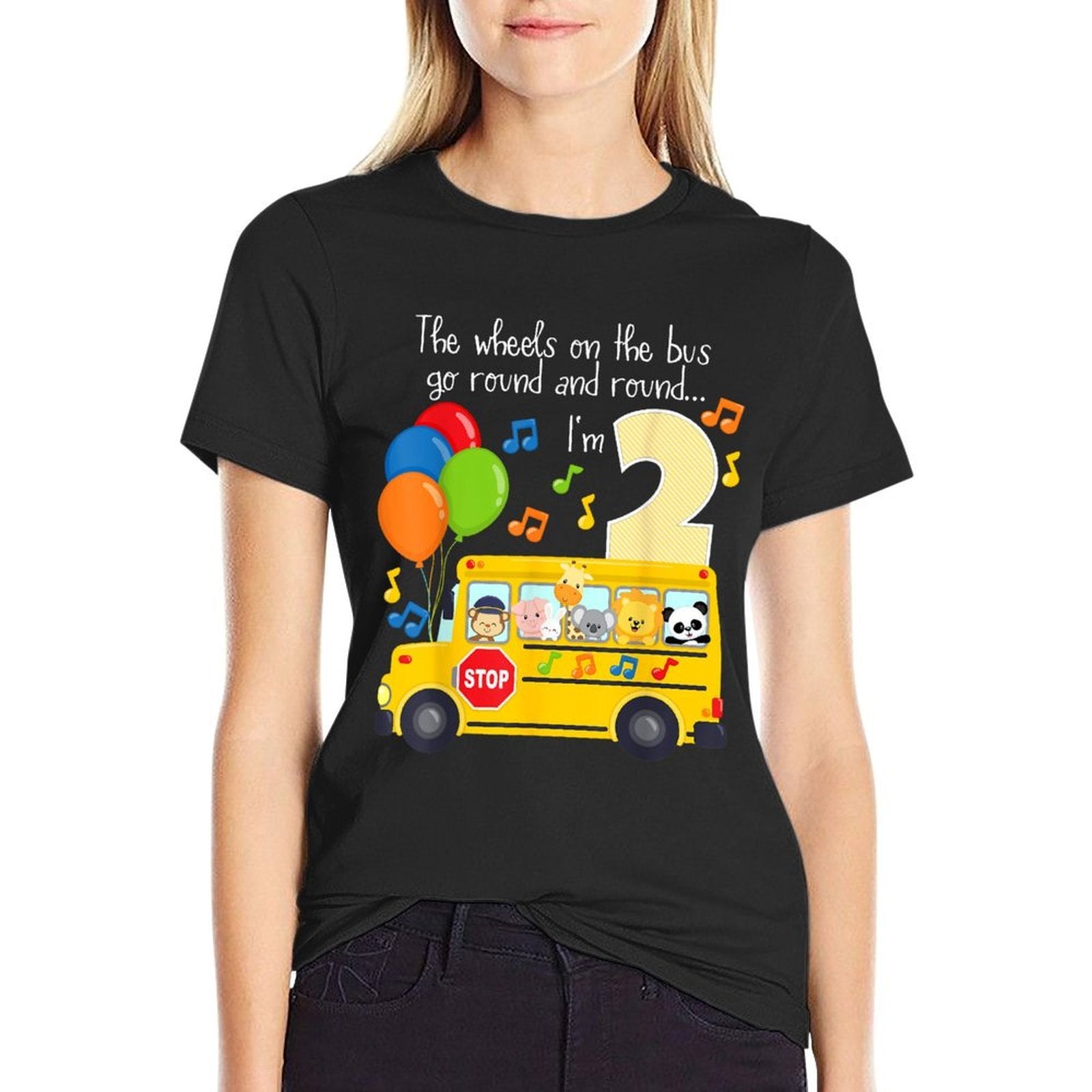 The Wheels On The Bus 2nd Birthday 2 Yrs Old Family Matching  Easy-care T-Shirt