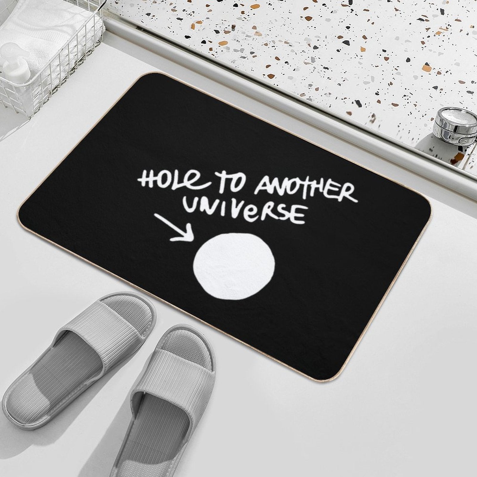 Hole to Another Dimension (white)  Non-Slip Bath Mat