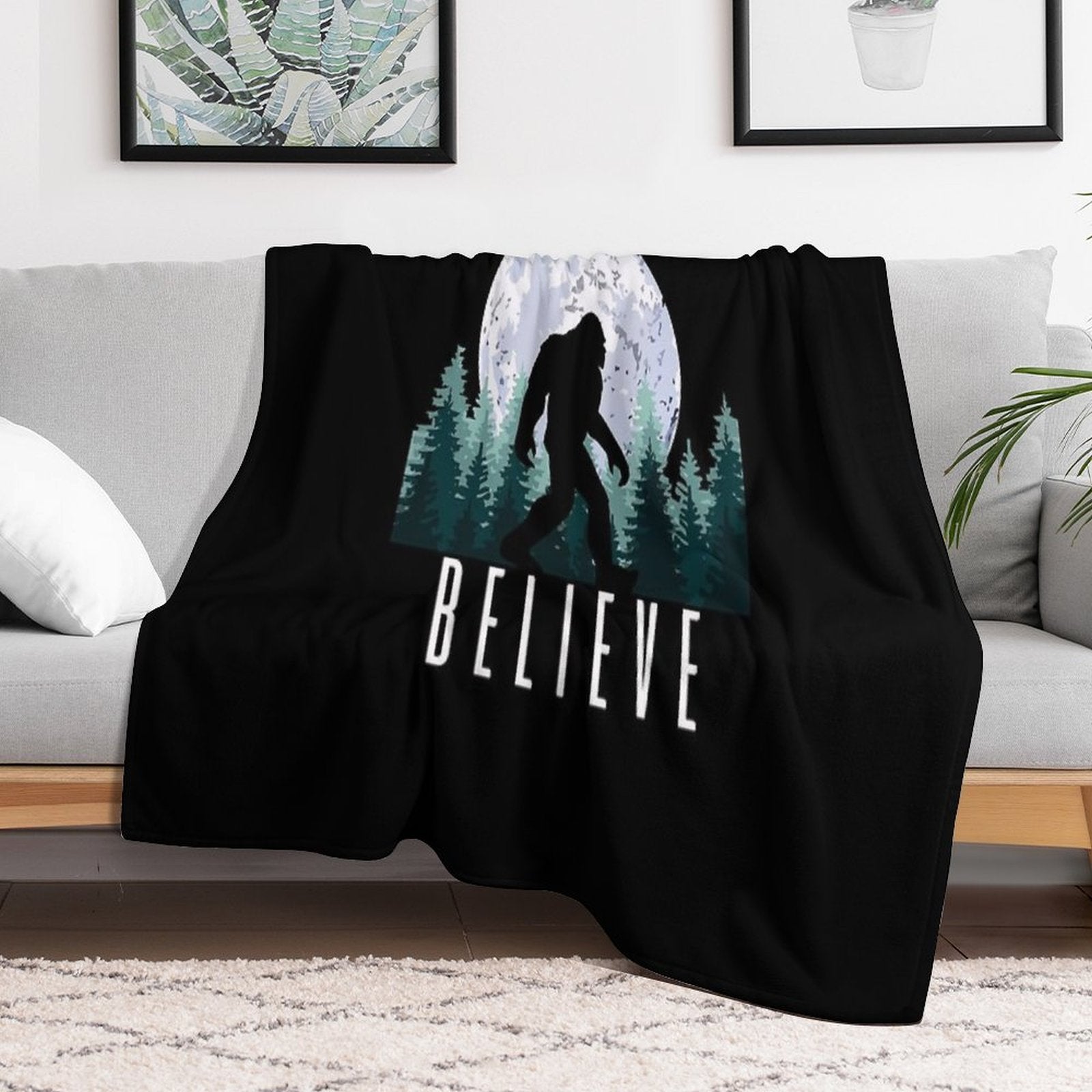 Bigfoot Believe  Sasquatch All-season Throw Blanket
