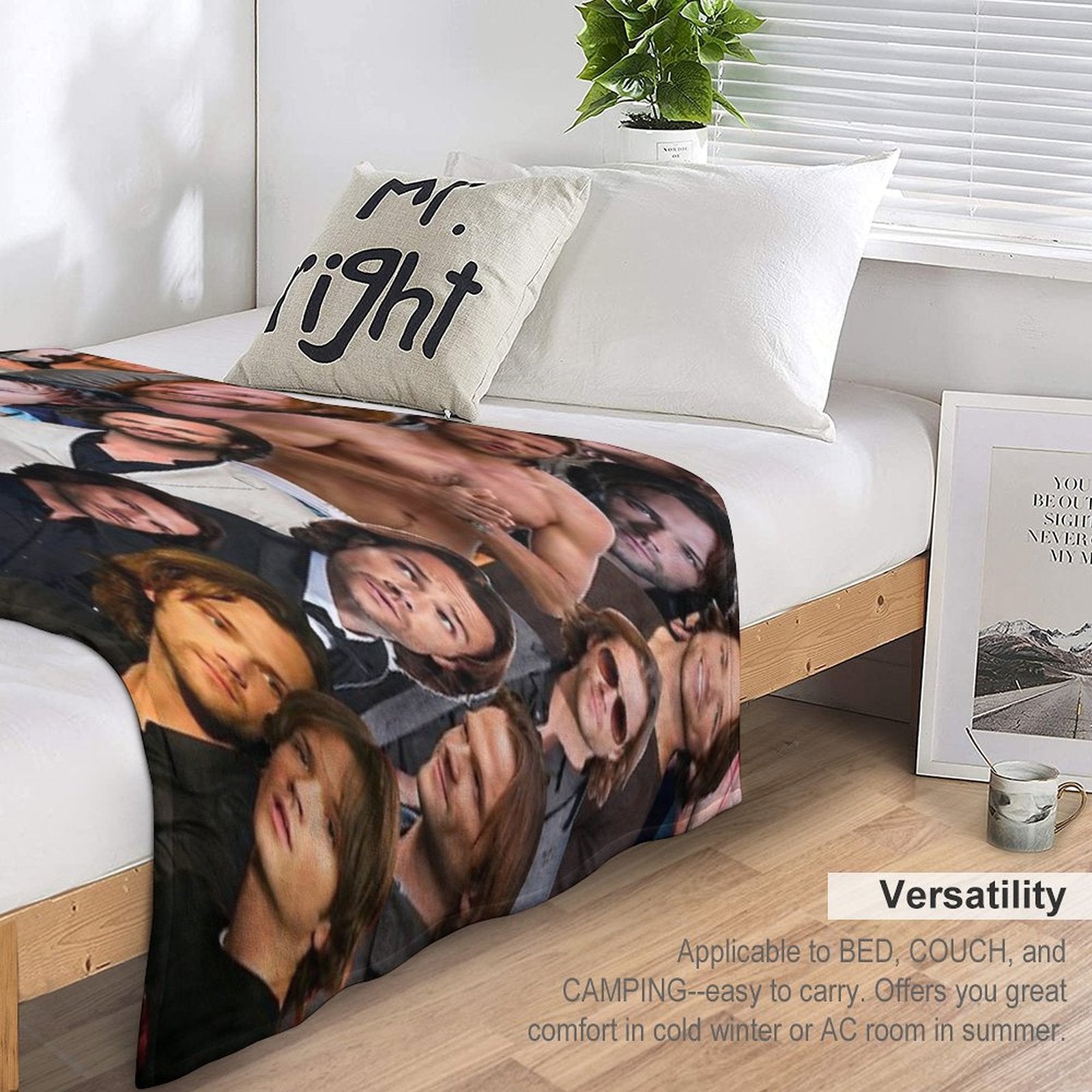 Jared Padalecki Photo Collage Sustainable Throw Blanket