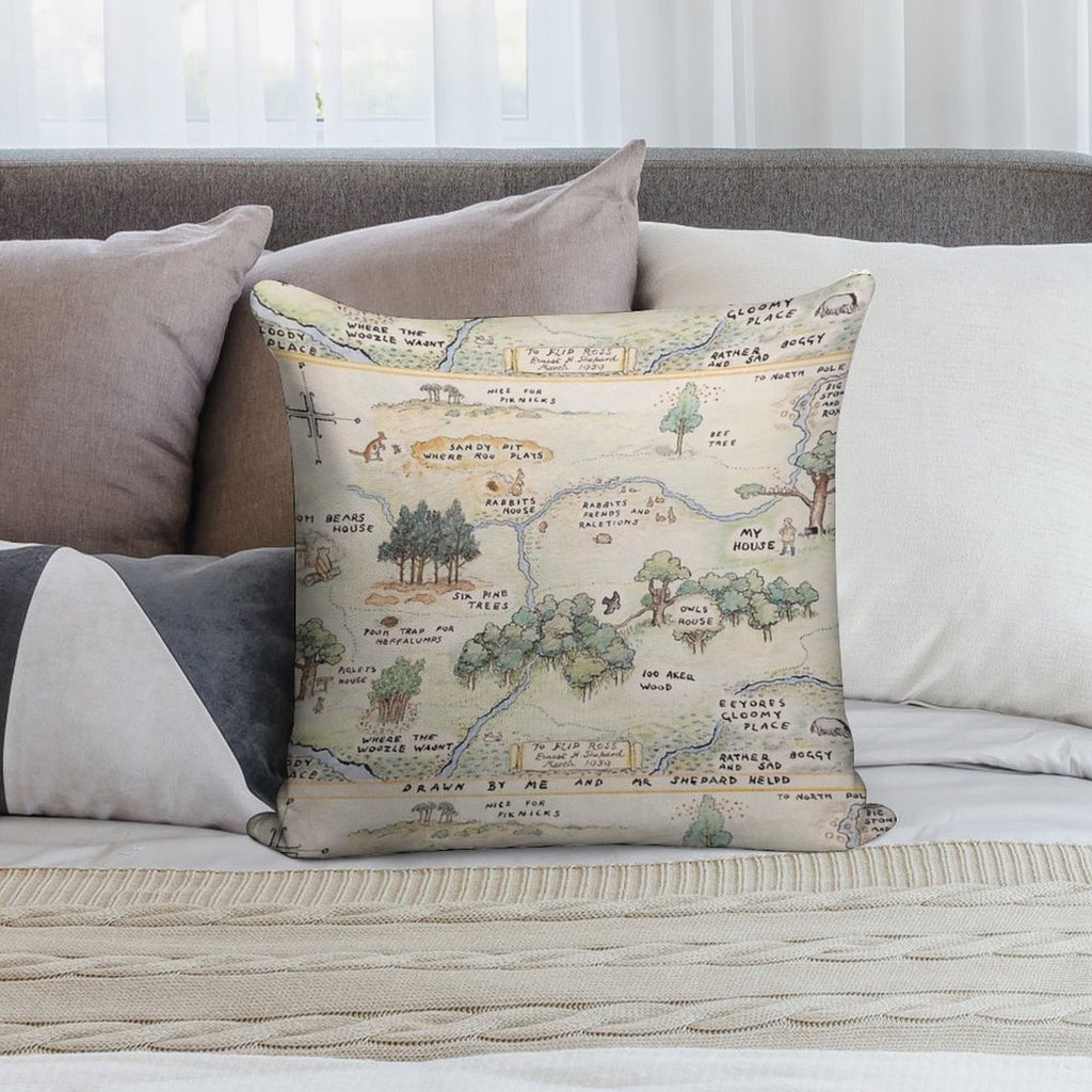 Hundred Acre Wood Map Soft Multiple Sizes Throw Pillow