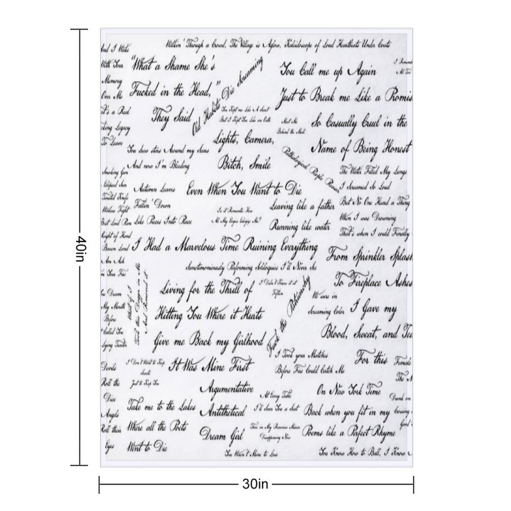 Taylor's The Tortured Poets Department Eras Tour Lyric Dress Comfort Throw Blanket