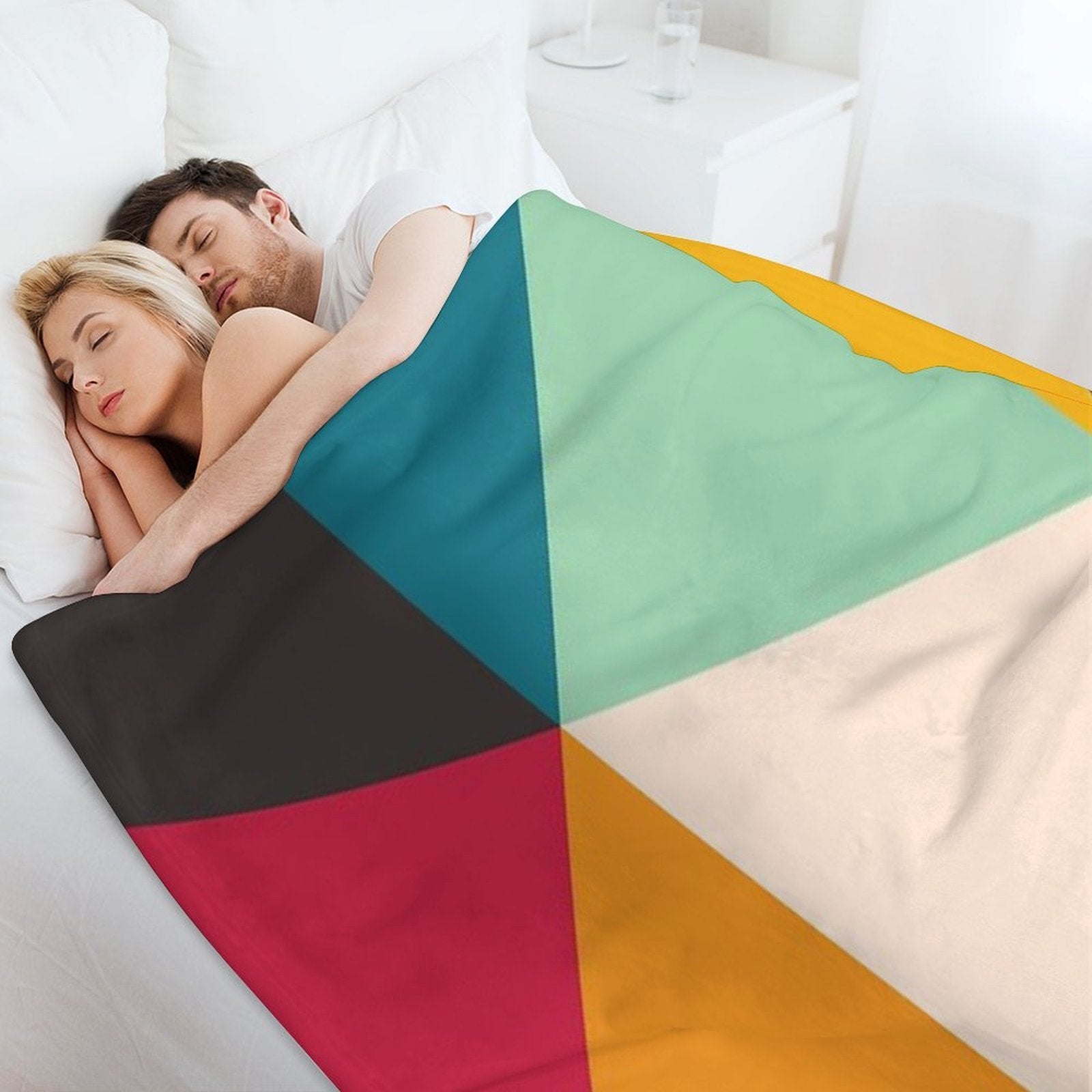 Colourful Geometric Triangles Machine-washable Throw Blanket