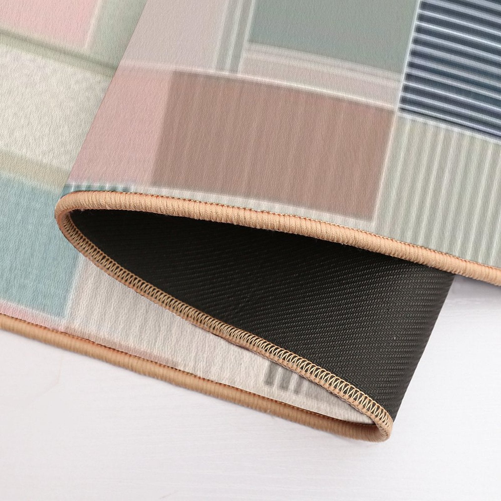 Block Cross Point Linier Pattern Lite Pastel Tone  Long-Lasting Bath Mat