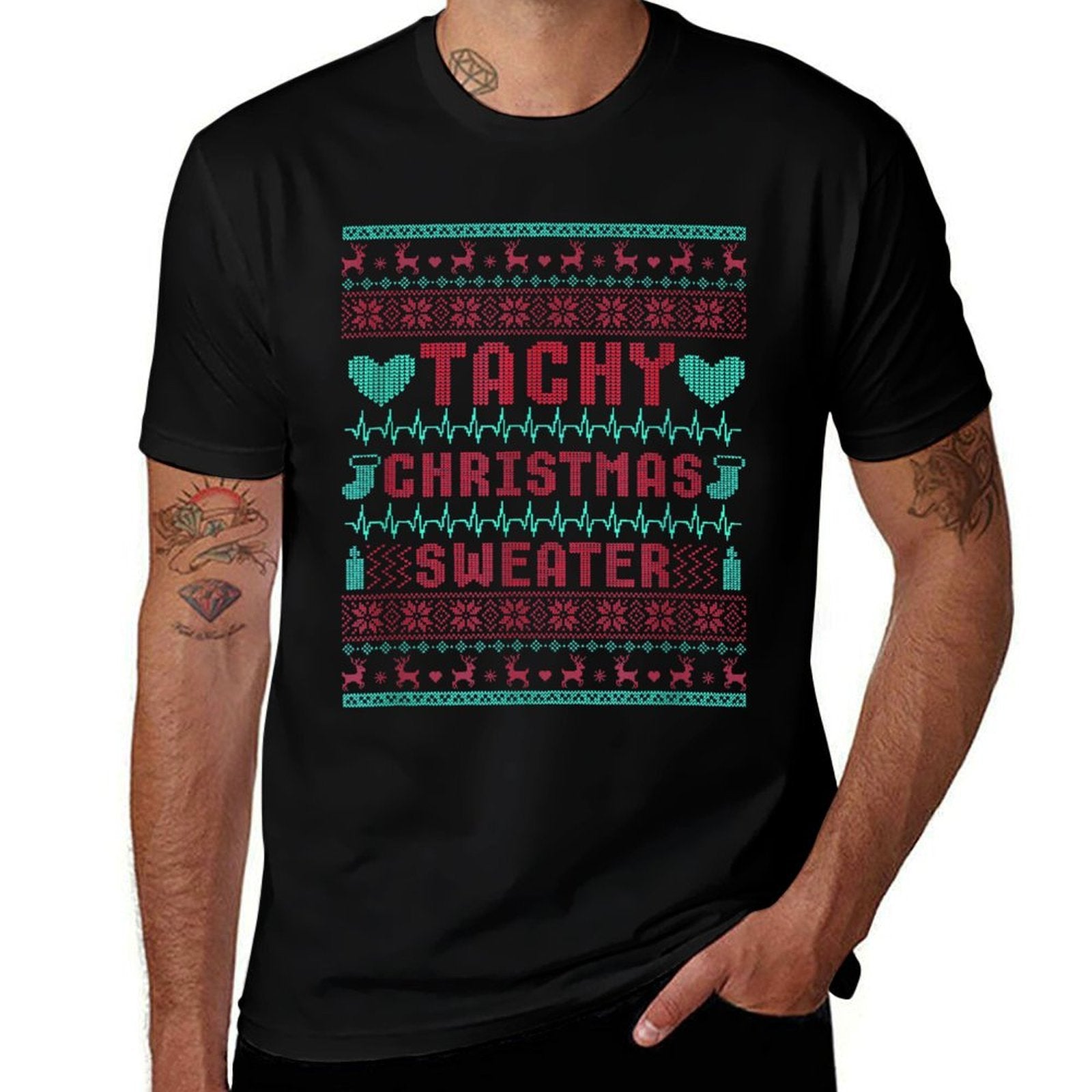 Tachy Nurse Ugly Christmas Sweater Medical Cardiac Icu Xmas  Soft T-Shirt