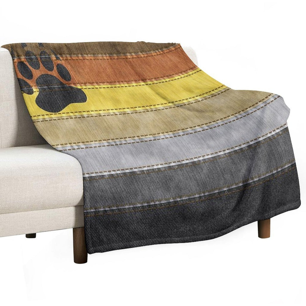 Denim Textured Seamless Gay Bear Pride Flag Pattern Gift-ready Throw Blanket