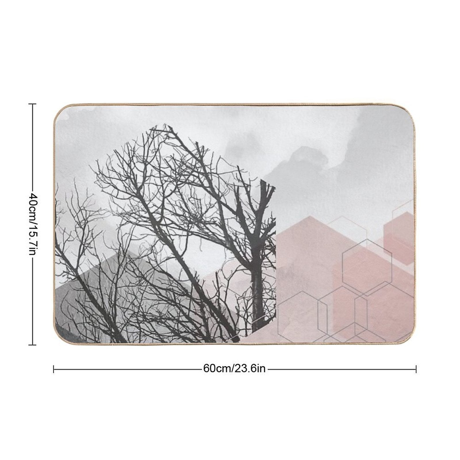Pink And Grey Hexagon Art II  Non-Slip Bath Mat