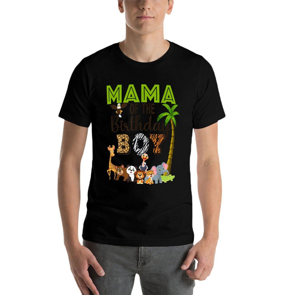 Mama of The Birthday Boy Wild Zoo Theme Safari Party  Heathered Texture T-Shirt